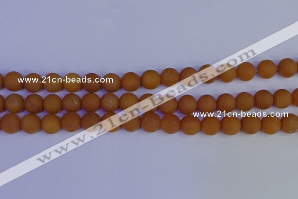 CYJ613 15.5 inches 10mm round matte yellow jade beads wholesale