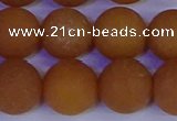 CYJ615 15.5 inches 14mm round matte yellow jade beads wholesale