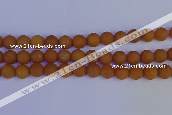 CYJ615 15.5 inches 14mm round matte yellow jade beads wholesale