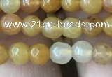 CYJ630 15.5 inches 4mm faceted round yellow jade beads wholesale