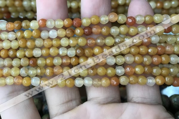 CYJ630 15.5 inches 4mm faceted round yellow jade beads wholesale