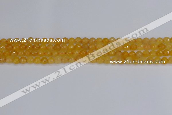 CYJ638 15.5 inches 4mm faceted round yellow jade beads wholesale