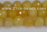 CYJ640 15.5 inches 8mm faceted round yellow jade beads wholesale