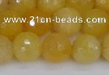 CYJ642 15.5 inches 12mm faceted round yellow jade beads wholesale