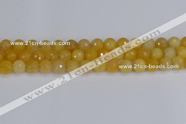 CYJ642 15.5 inches 12mm faceted round yellow jade beads wholesale