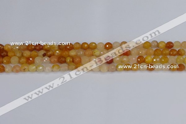 CYJ645 15.5 inches 4mm faceted round mixed yellow jade beads