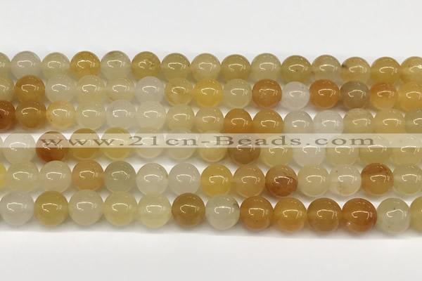 CYJ657 15 inches 8mm round yellow jade beads