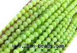 CYJ685 15 inches 4mm round dyed yellow jade beads wholesale