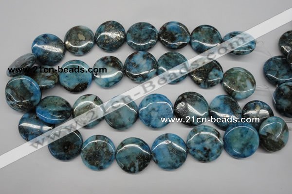 CYQ75 15.5 inches 25mm flat round dyed pyrite quartz beads wholesale