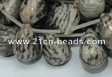 CZJ18 16 inches 13*18mm teardrop zebra jasper gemstone beads wholesale