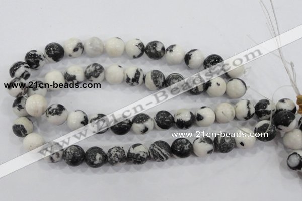 CZJ206 15.5 inches 14mm round black & white zebra jasper beads