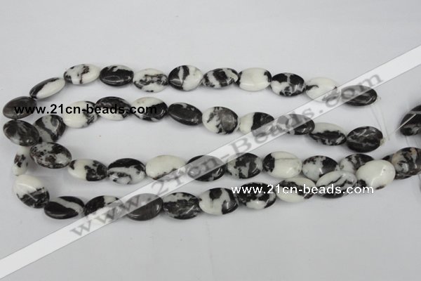 CZJ220 15.5 inches 13*18mm oval black & white zebra jasper beads