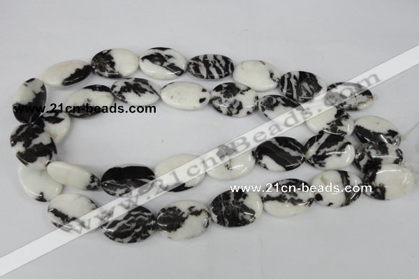 CZJ221 15.5 inches 18*25mm oval black & white zebra jasper beads