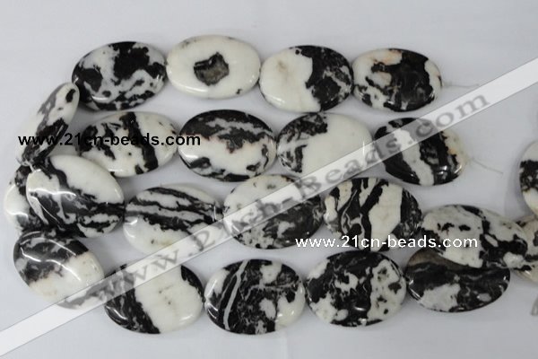 CZJ222 15.5 inches 30*40mm oval black & white zebra jasper beads