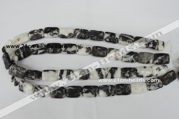 CZJ226 15.5 inches 13*18mm rectangle black & white zebra jasper beads