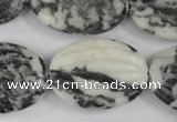 CZJ232 25*35mm carved oval black & white zebra jasper beads