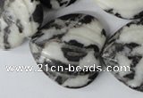 CZJ233 30*30mm carved heart black & white zebra jasper beads