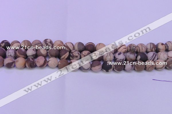 CZJ260 15.5 inches 4mm round matte zebra jasper beads