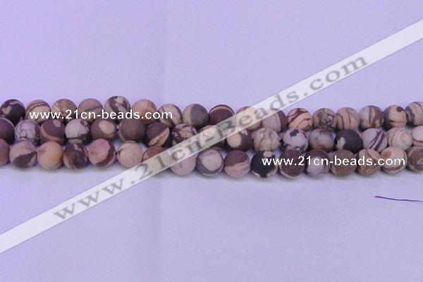 CZJ265 15.5 inches 14mm round matte zebra jasper beads