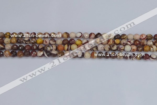 CZJ279 15.5 inches 6mm faceted round zebra jasper beads