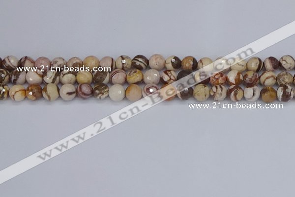 CZJ280 15.5 inches 8mm faceted round zebra jasper beads