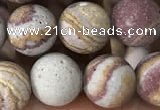 CZJ287 15.5 inches 8mm round matte red zebra jasper beads