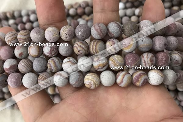 CZJ287 15.5 inches 8mm round matte red zebra jasper beads