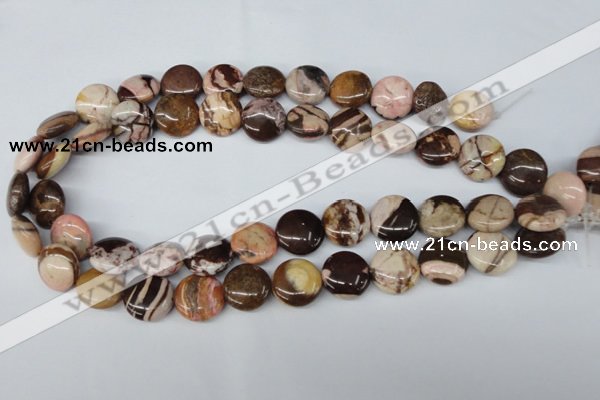 CZJ362 15.5 inches 16mm flat round zebra jasper beads wholesale