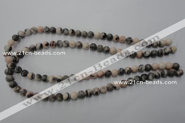 CZJ402 15.5 inches 8mm round pink zebra jasper beads wholesale