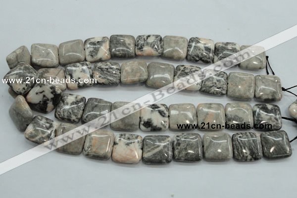 CZJ51 16 inches 20*20mm square zebra jasper gemstone beads wholesale