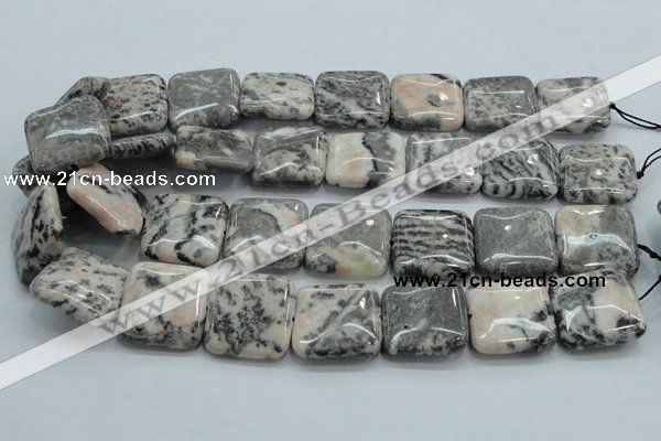 CZJ52 16 inches 25*25mm square zebra jasper gemstone beads wholesale