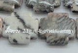 CZJ53 16 inches 25*25mm cross zebra jasper gemstone beads wholesale