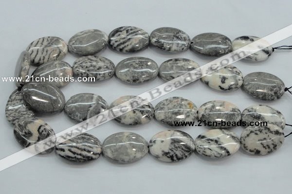 CZJ54 16 inches 22*30mm oval zebra jasper gemstone beads wholesale