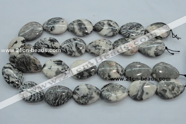 CZJ55 16 inches 22*30mm teardrop zebra jasper gemstone beads wholesale