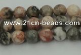 CZJ550 15.5 inches 4mm round pink zebra jasper beads wholesale