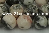 CZJ555 15.5 inches 14mm round pink zebra jasper beads wholesale