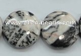 CZJ56 16 inches 25mm flat round zebra jasper gemstone beads wholesale