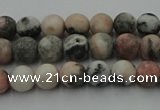 CZJ560 15.5 inches 4mm round matte pink zebra jasper beads