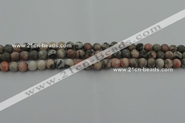 CZJ561 15.5 inches 6mm round matte pink zebra jasper beads