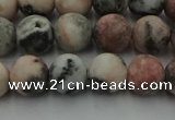 CZJ562 15.5 inches 8mm round matte pink zebra jasper beads