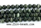 CZJ574 15.5 inches 12mm round green zebra jasper gemstone beads