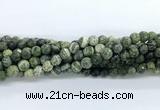 CZJ581 15.5 inches 6mm faceted round green zebra jasper gemstone beads