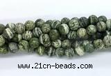 CZJ582 15.5 inches 8mm faceted round green zebra jasper gemstone beads