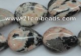 CZJ70 15.5 inches 18*25mm flat teardrop zebra jasper gemstone beads