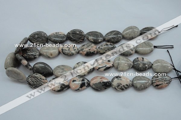 CZJ70 15.5 inches 18*25mm flat teardrop zebra jasper gemstone beads