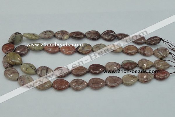 CZJ81 16 inches 15*20mm flat teardrop red zebra jasper beads wholesale