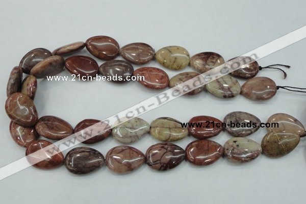 CZJ82 16 inches 18*25mm flat teardrop red zebra jasper beads wholesale