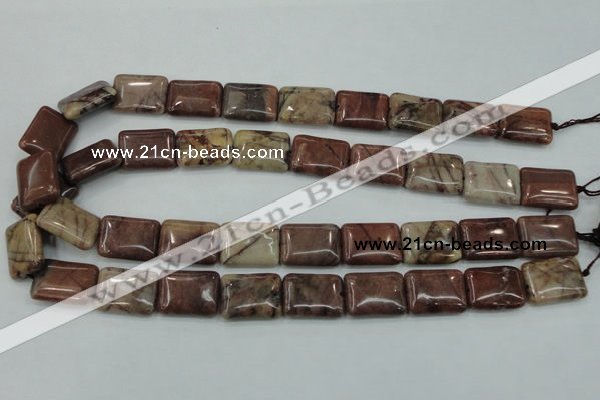 CZJ86 16 inches 15*20mm rectangle red zebra jasper beads wholesale