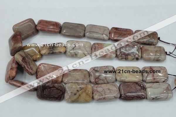 CZJ87 16 inches 22*30mm rectangle red zebra jasper beads wholesale