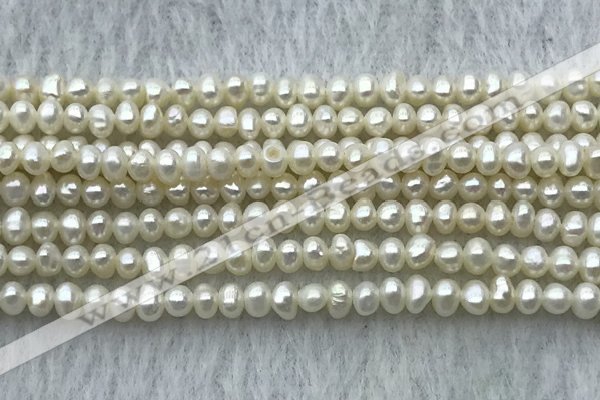 FWP09 14.5 inches 2.5mm - 3mm potato white freshwater pearl strands